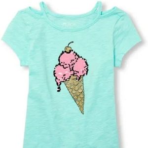 Girls flip sequin ice cream cone t-shirt